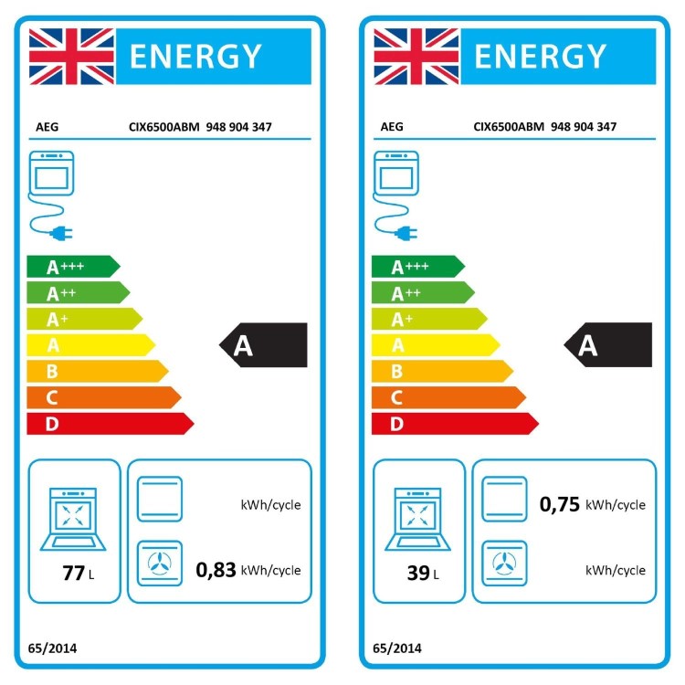 Refurbished AEG CIX6500ABM Freestanding cooker Electric Zone induction hob Stainless Steel A