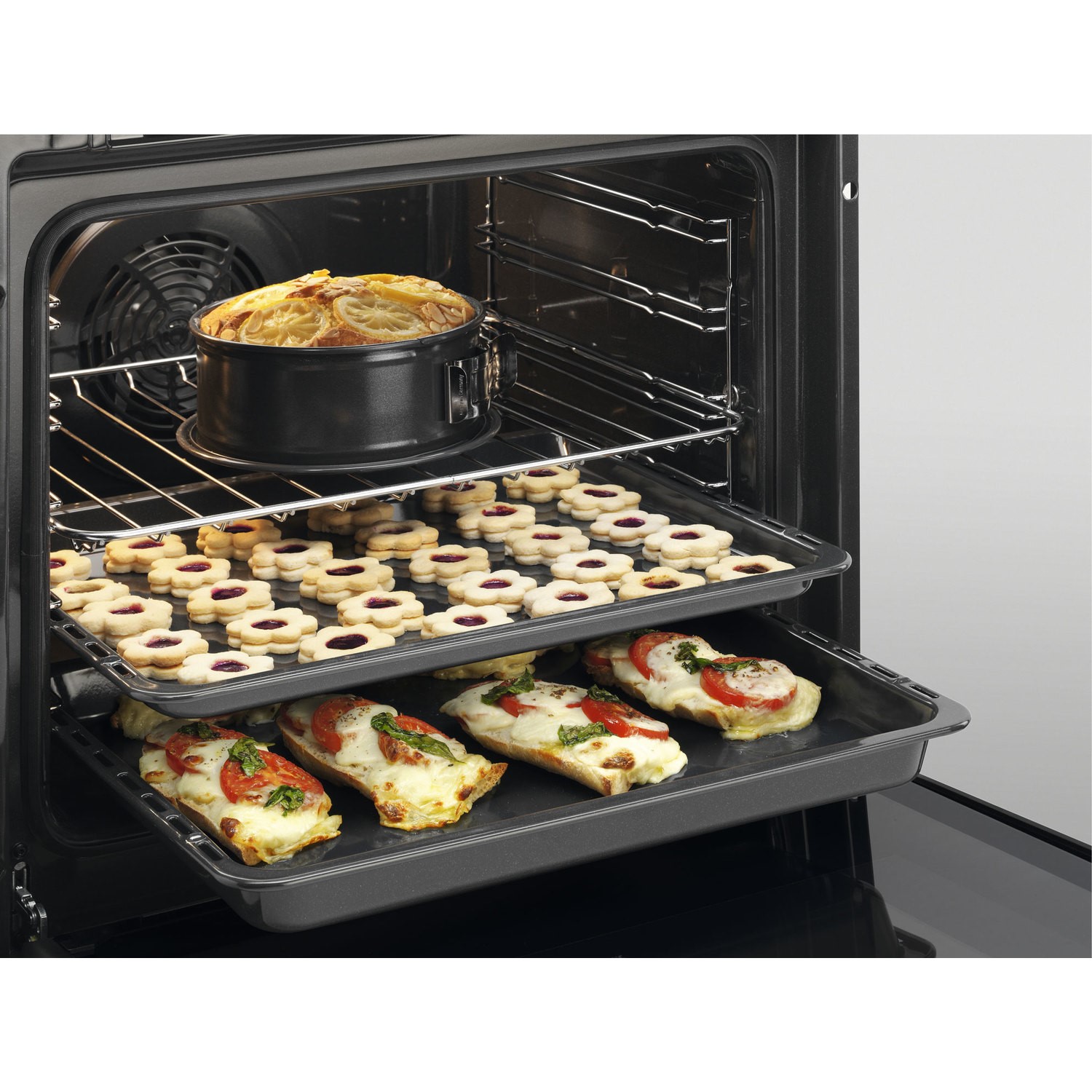 AEG 60cm Double Oven Dual Fuel Cooker with Lid - Stainless Steel ...