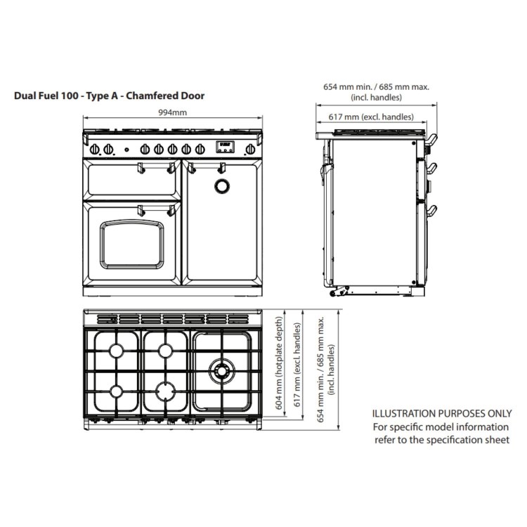 Rangemaster Classic 100cm Dual Fuel Range Cooker - Bordeaux