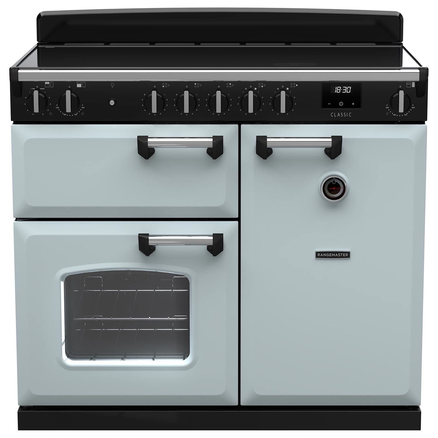 Rangemaster Classic 100cm Ceramic Range Cooker - Misty Blue CL100ECPMSB ...