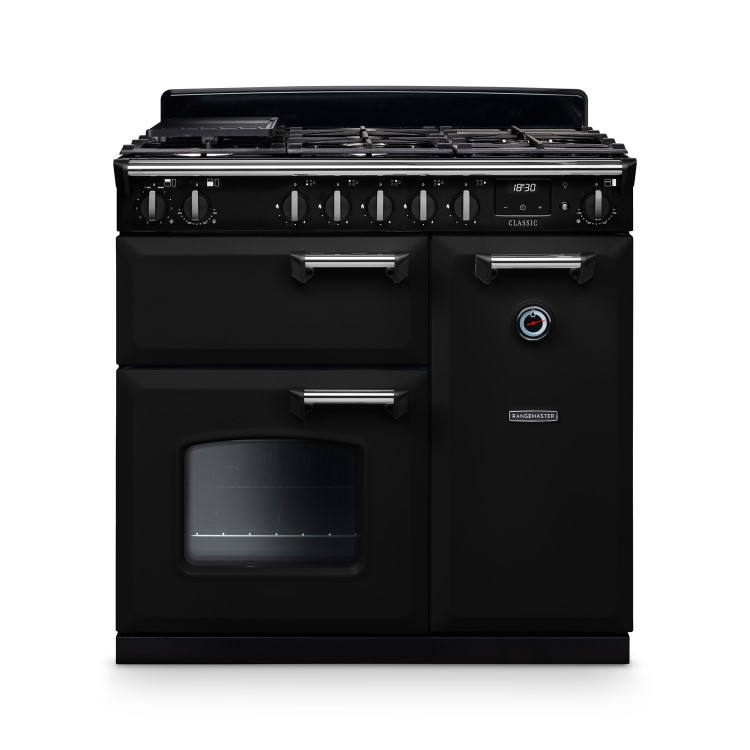 Rangemaster Classic 90cm Dual Fuel Range Cooker - Gloss Black