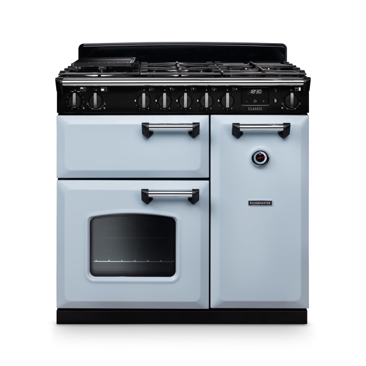 Rangemaster Classic 90cm Dual Fuel Range Cooker - Misty Blue