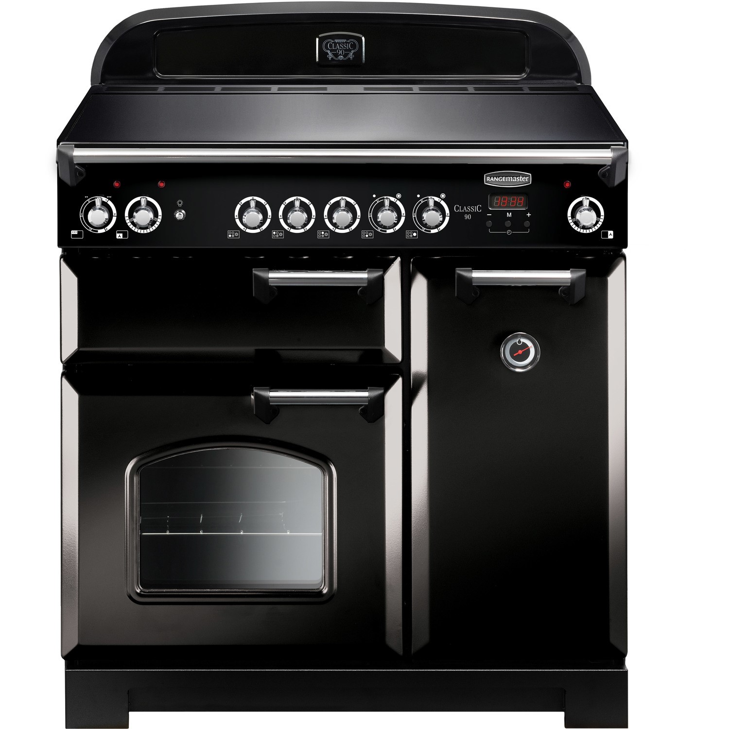 Rangemaster Classic 90cm Electric Range Cooker - Black & Chrome