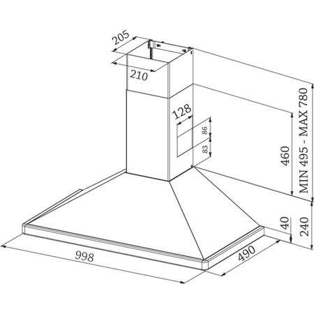 GRADE A2 - Rangemaster CLAHDC100BC 95690 Classic 100cm Chimney Cooker Hood With Rail 