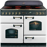Rangemaster Classic Ceramic 110cm Electric Range Cooker in Green and Brass