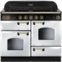 Rangemaster 68250 Classic 110cm Electric Range Cooker With Ceramic Hob - White And Brass