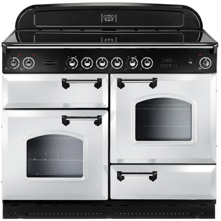 Rangemaster 80350 Classic 110cm Electric Range Cooker With Ceramic Hob - White And Chrome