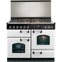 Rangemaster 94750 Classic Lidded 110cm Dual Fuel Range Cooker in White with Chrome Trim