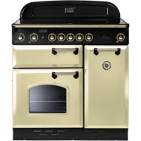 Rangemaster 87710 Classic 90cm Electric Range Cooker With Induction Hob - Cream And Brass