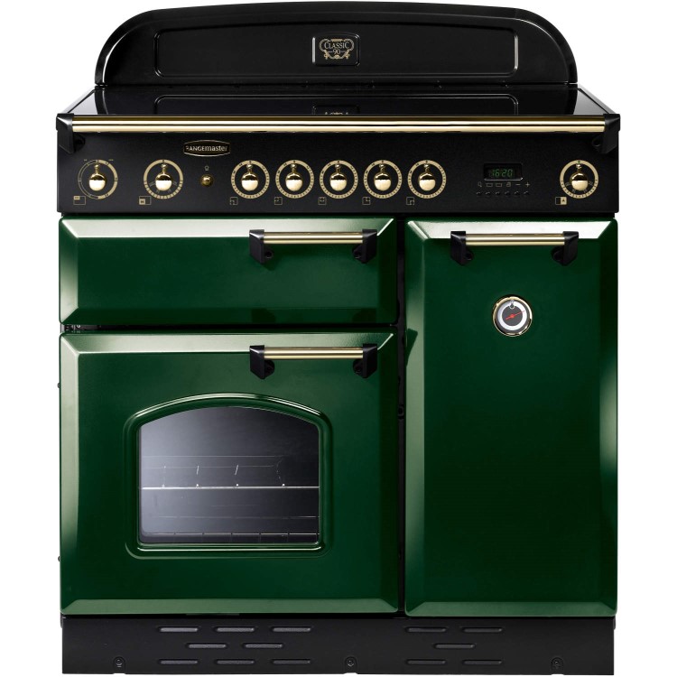 Rangemaster 68290 Classic 90cm Electric Range Cooker With Ceramic Hob - Green And Brass