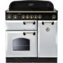 Rangemaster 68340 Classic 90cm Electric Range Cooker With Ceramic Hob - White And Brass