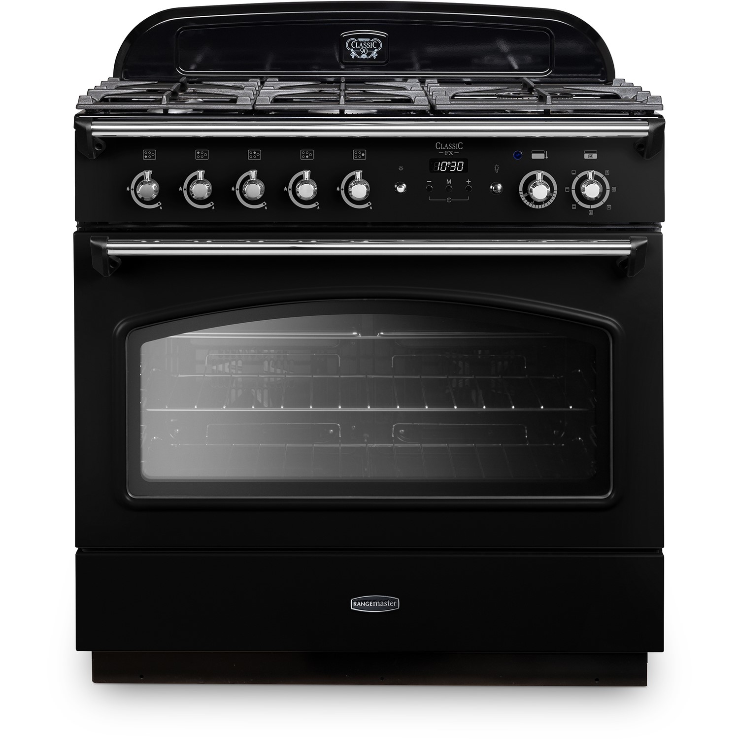 Rangemaster CLAS90FXDFFBLC Classic 90cm Dual Fuel Range Cooker- Black & Chrome