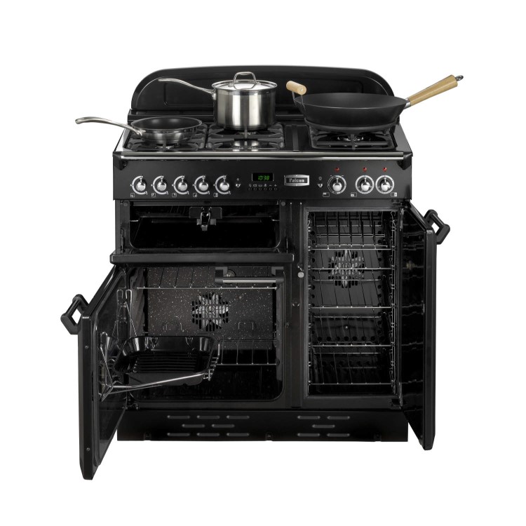 Rangemaster 87750 Classic 90cm Electric Range Cooker With Induction Hob - Cranberry And Brass