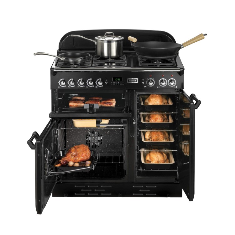 Rangemaster 87750 Classic 90cm Electric Range Cooker With Induction Hob - Cranberry And Brass