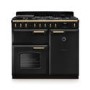 Rangemaster Classic Deluxe 100cm Dual Fuel Range Cooker - Charcoal Black & Brass
