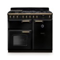 CLDL100DFPGBL/AB1 Rangemaster Classic Deluxe 100cm Dual Fuel Range Cooker - Gloss Black & Brass