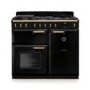 Rangemaster Classic Deluxe 100cm Dual Fuel Range Cooker - Gloss Black & Brass