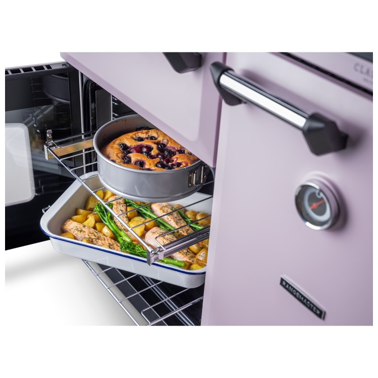 Rangemaster Classic Deluxe 100cm Dual Fuel Range Cooker - Heather & Chrome