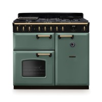 Rangemaster Classic Deluxe 100cm Dual Fuel Range Cooker - Mineral Green & Brass