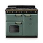 Rangemaster Classic Deluxe 100cm Dual Fuel Range Cooker - Mineral Green & Brass