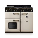 CLDL100DFPPCR/AB1 Rangemaster Classic Deluxe 100cm Dual Fuel Range Cooker - Pale Cream & Brass