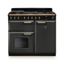 CLDL100DFPSLT/AB1 Rangemaster Classic Deluxe 100cm Dual Fuel Range Cooker - Slate & Brass