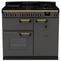 Rangemaster Classic Deluxe 100cm Dual Fuel Range Cooker - Slate & Brass
