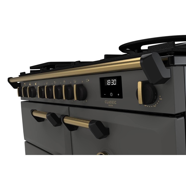 Rangemaster Classic Deluxe 100cm Dual Fuel Range Cooker - Slate & Brass
