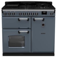Rangemaster Classic Deluxe 100cm Dual Fuel Range Cooker - Stone Blue & Chrome