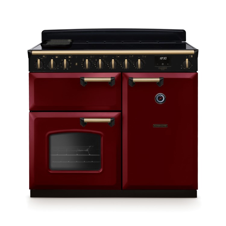 Rangemaster Classic Deluxe 100cm Induction Range Cooker -Bordeaux & Brass