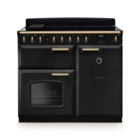Rangemaster Classic Deluxe 100cm Induction Range Cooker - Charcoal Black & Brass