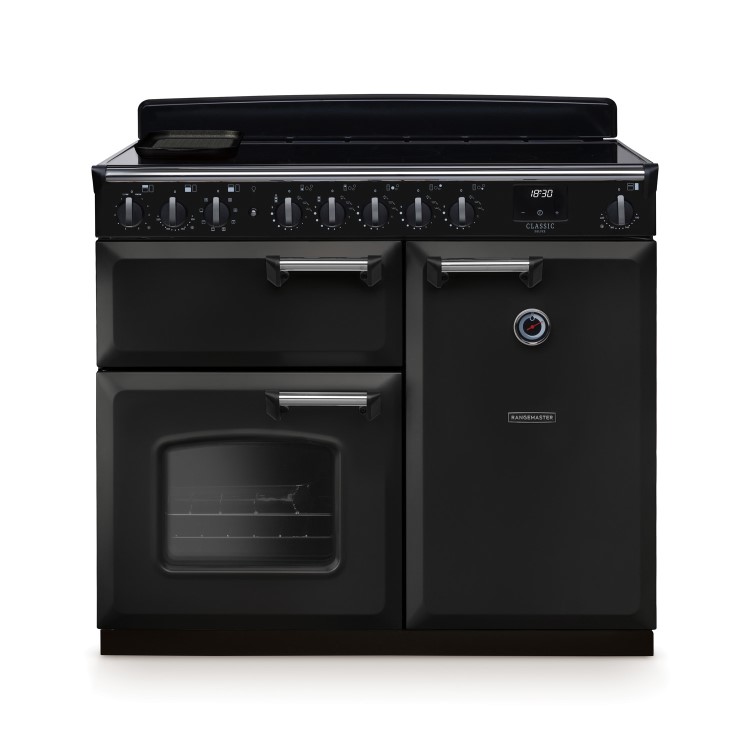 Rangemaster Classic Deluxe 100cm Induction Range Cooker - Charcoal Black & Chrome