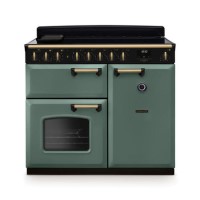 Rangemaster Classic Deluxe 100cm Induction Range Cooker - Mineral Green & Brass