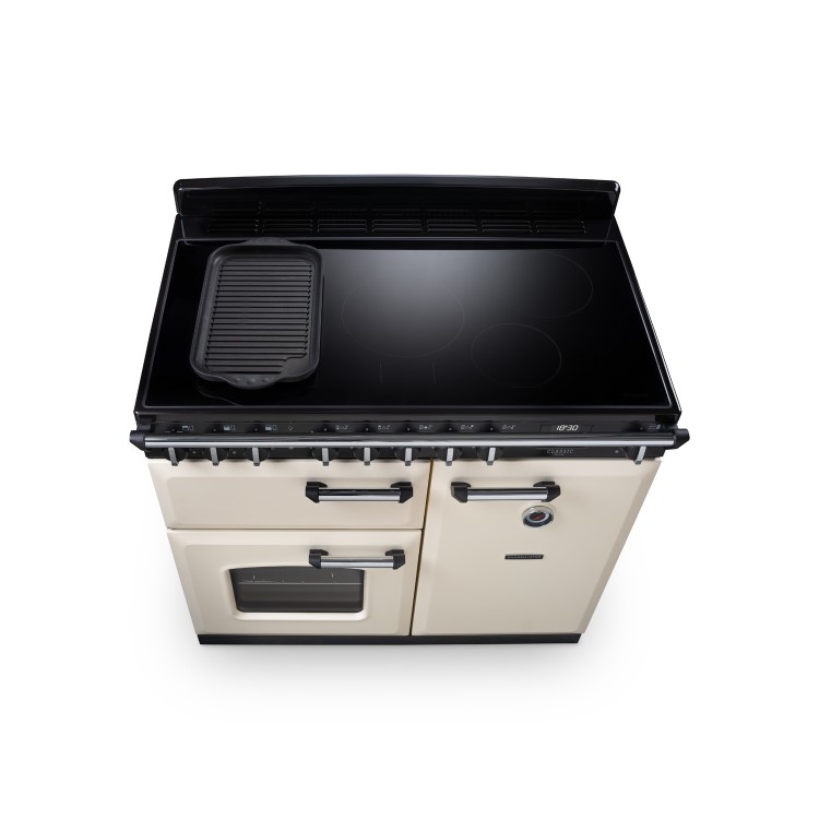 Rangemaster Classic Deluxe 100cm Induction Range Cooker - Pale Cream & Chrome