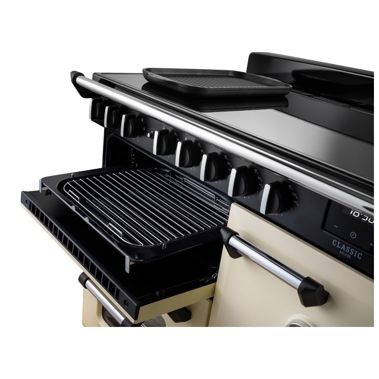 Rangemaster Classic Deluxe 100cm Induction Range Cooker - Pale Cream & Chrome