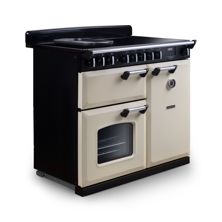 Rangemaster Classic Deluxe 100cm Induction Range Cooker - Pale Cream & Chrome