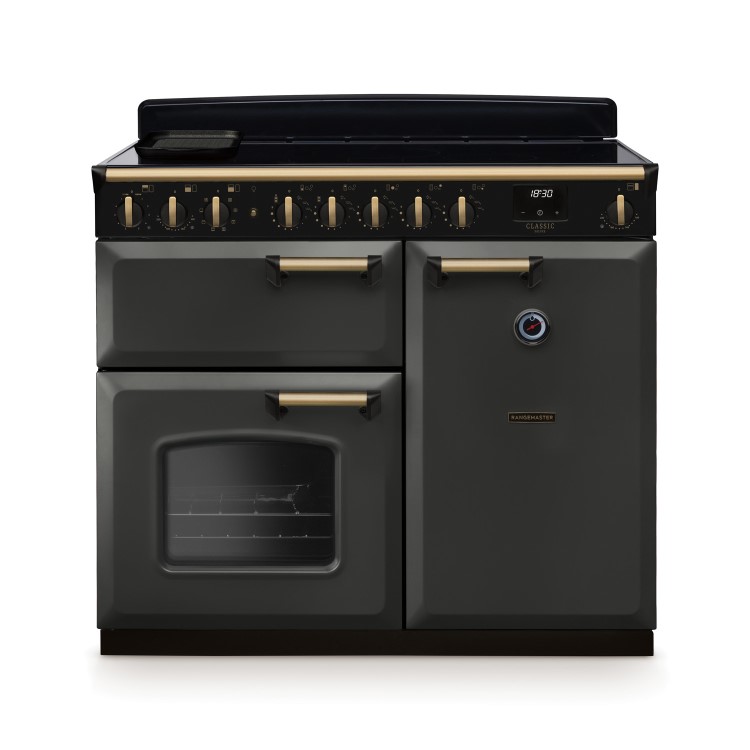 Rangemaster Classic Deluxe 100cm Induction Range Cooker - Slate & Brass