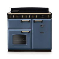 Rangemaster Classic Deluxe 100cm Induction Range Cooker - Stone Blue & Brass