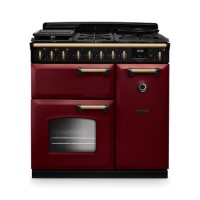 Rangemaster Classic Deluxe 90cm Dual Fuel Range Cooker - Bordeaux & Brass