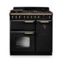 Rangemaster Classic Deluxe 90cm Dual Fuel Range Cooker - Gloss Black & Brass