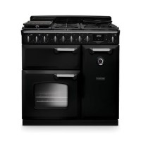 Rangemaster Classic Deluxe 90cm Dual Fuel Range Cooker - Gloss Black & Chrome