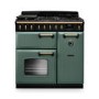 Rangemaster Classic Deluxe 90cm Dual Fuel Range Cooker - Mineral Green & Brass