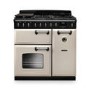 Rangemaster Classic Deluxe 90cm Dual Fuel Range Cooker - Pale Cream & Chrome
