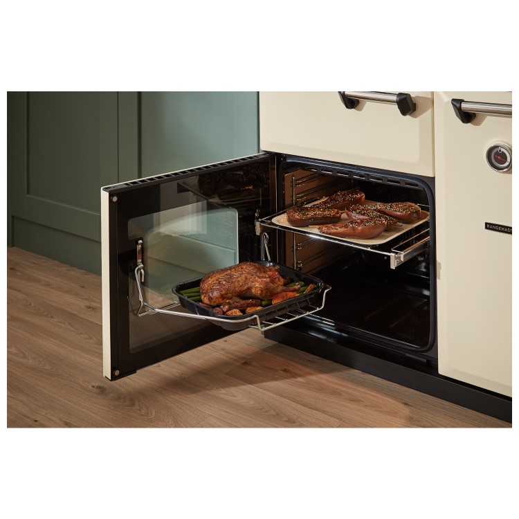 Rangemaster Classic Deluxe 90cm Dual Fuel Range Cooker - Pale Cream & Chrome