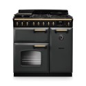 CLDL90DFPSLT/AB1 Rangemaster Classic Deluxe 90cm Dual Fuel Range Cooker - Slate & Brass