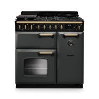 Rangemaster Classic Deluxe 90cm Dual Fuel Range Cooker - Slate & Brass