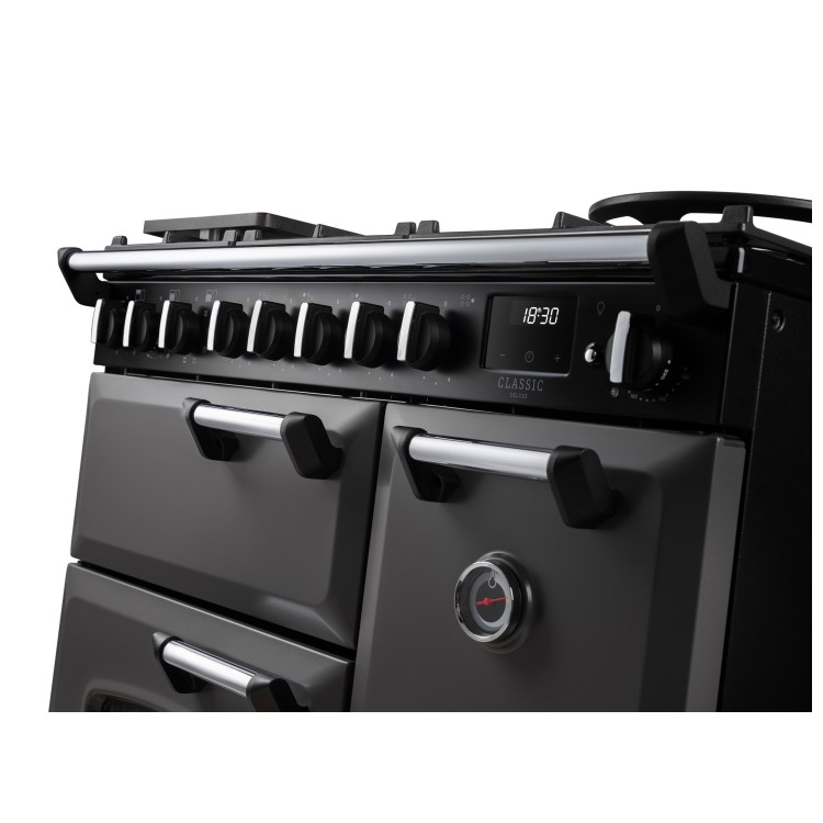 Rangemaster Classic Deluxe 90cm Dual Fuel Range Cooker - Slate & Chrome