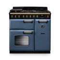 CLDL90DFPSTB/AB1 Rangemaster Classic Deluxe 90cm Dual Fuel Range Cooker - Stone Blue & Brass