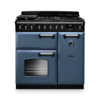Rangemaster Classic Deluxe 90cm Dual Fuel Range Cooker - Stone Blue & Chrome