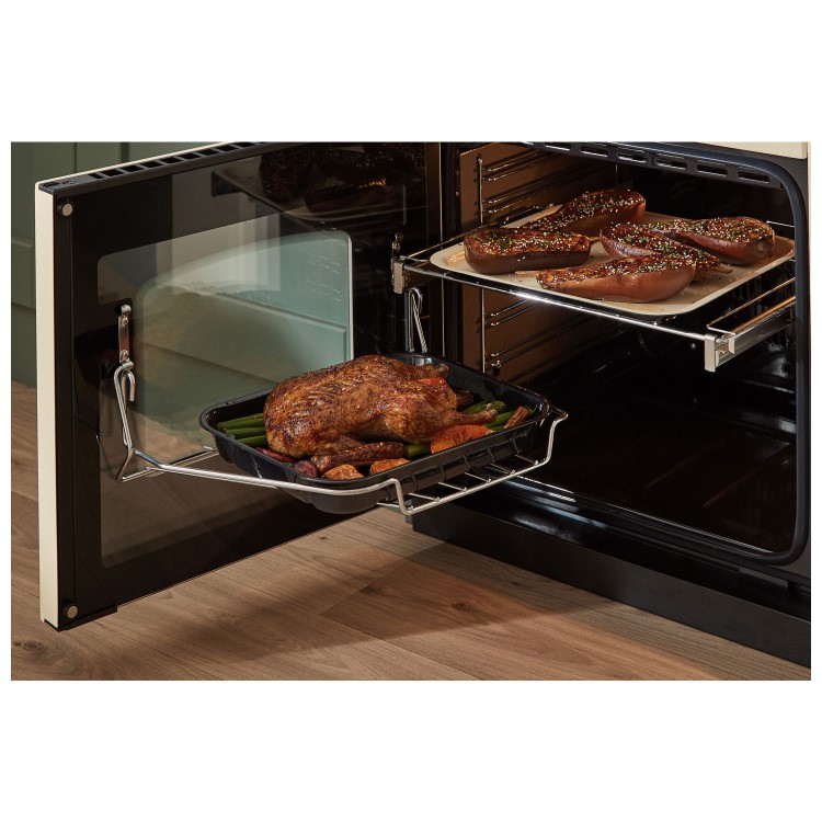 Rangemaster Classic Deluxe 90cm Dual Fuel Range Cooker - Stone Blue & Chrome